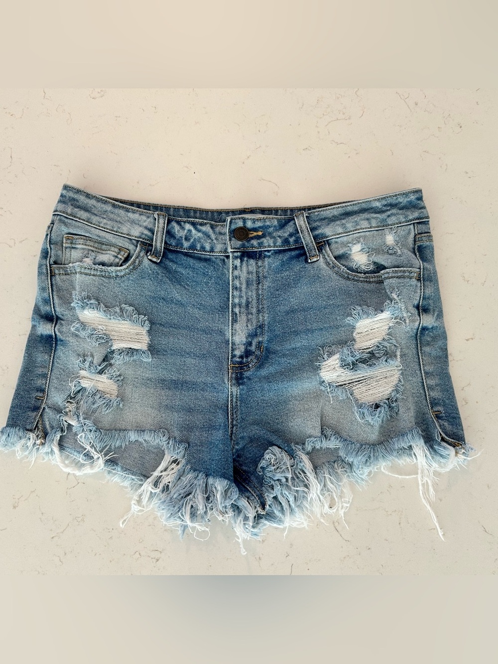 Distressed denim Cello frayed jean shorts
